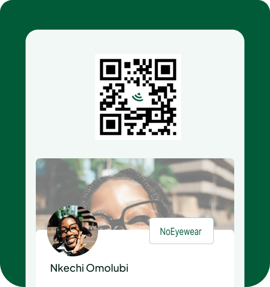 A MyKànsi profile QR code above a saved contact preview